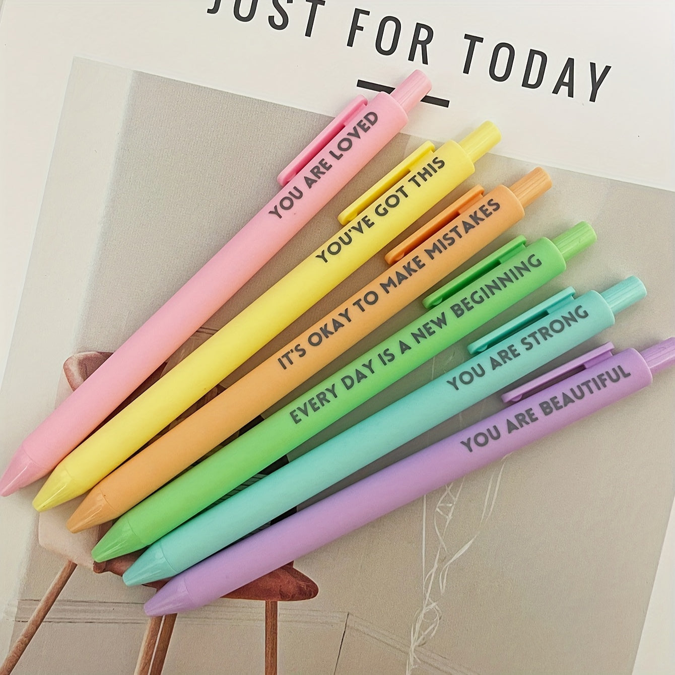 6-Pack Motivational Rollerball Pens – Gentle Encouragement for Everyday Writing