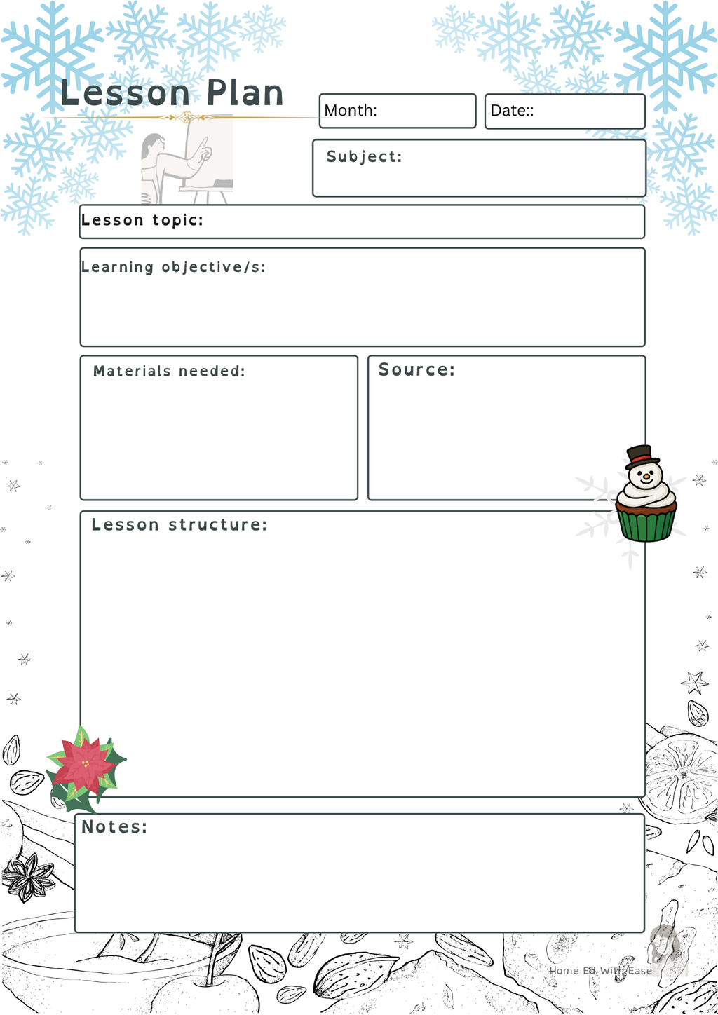 Plan & Thrive — 1-Month Home Ed Lesson Planner (Winter Edition)