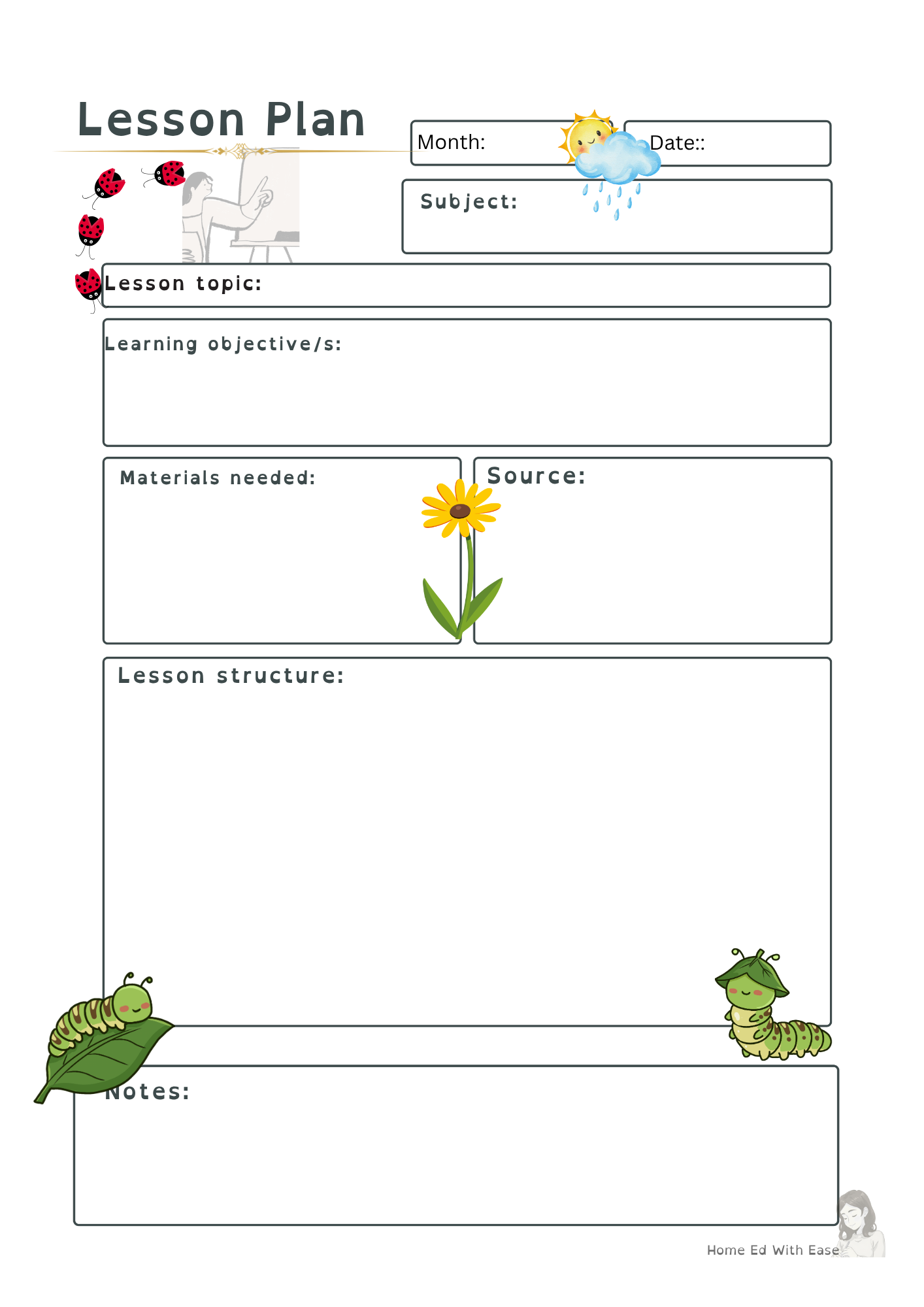 Plan & Thrive — 1-Month Home Ed Lesson Planner (Spring Edition)