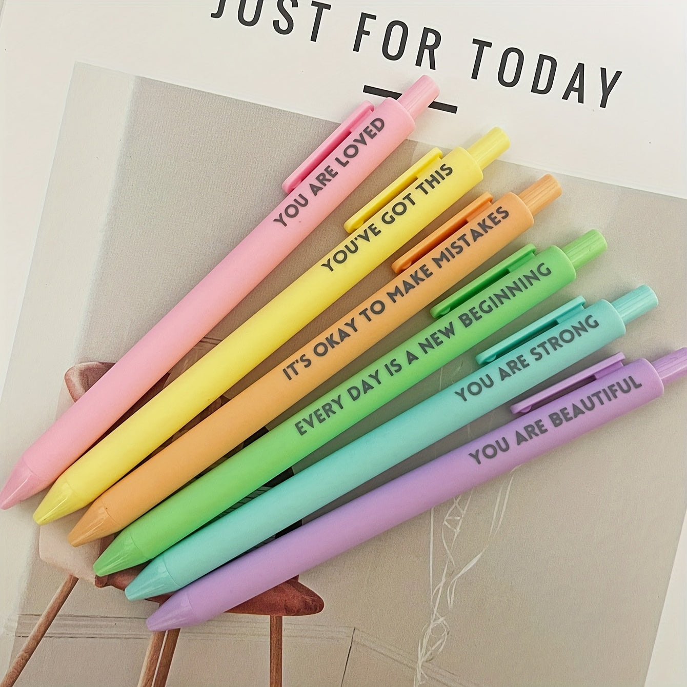 6-Pack Motivational Rollerball Pens – Gentle Encouragement for Everyday Writing