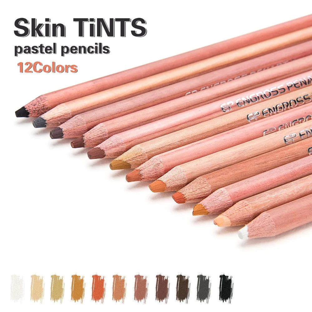 12Pcs Wood Pastel Pencil Set curated for expressive learning
