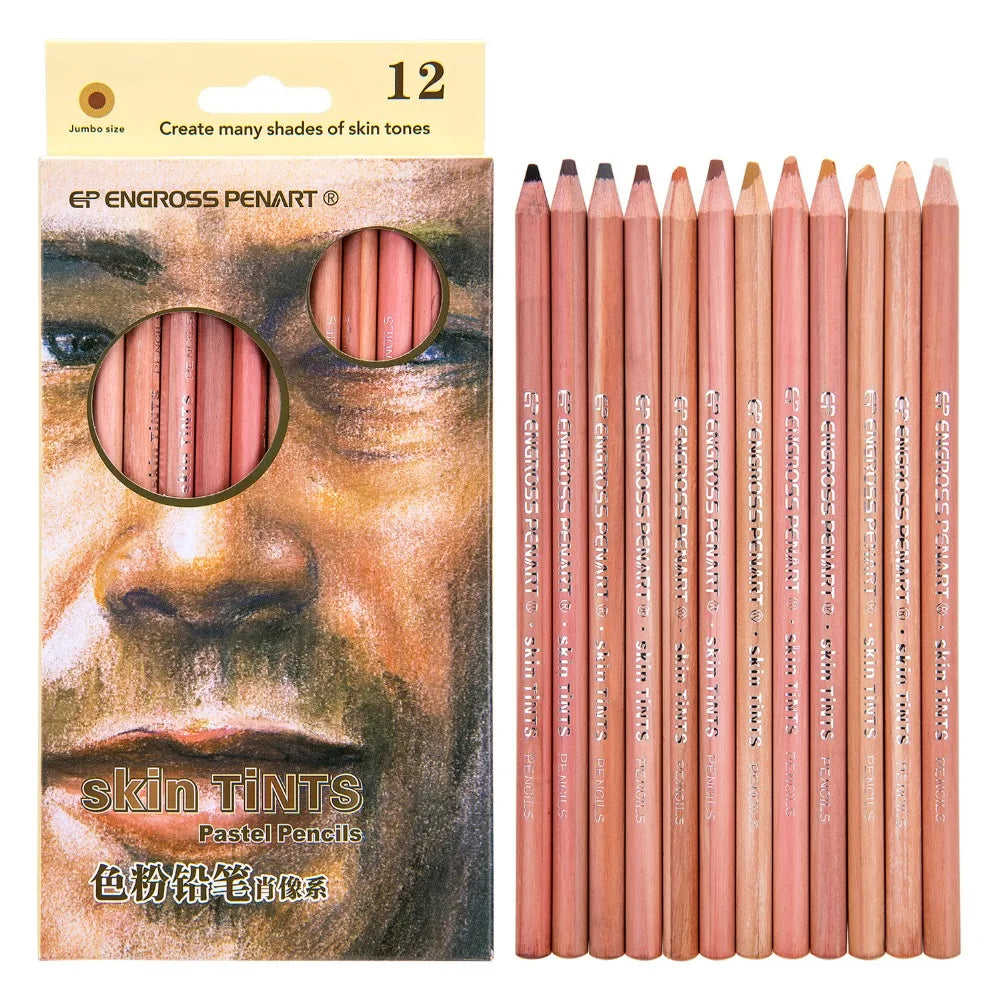 12Pcs Wood Pastel Pencil Set curated for expressive learning