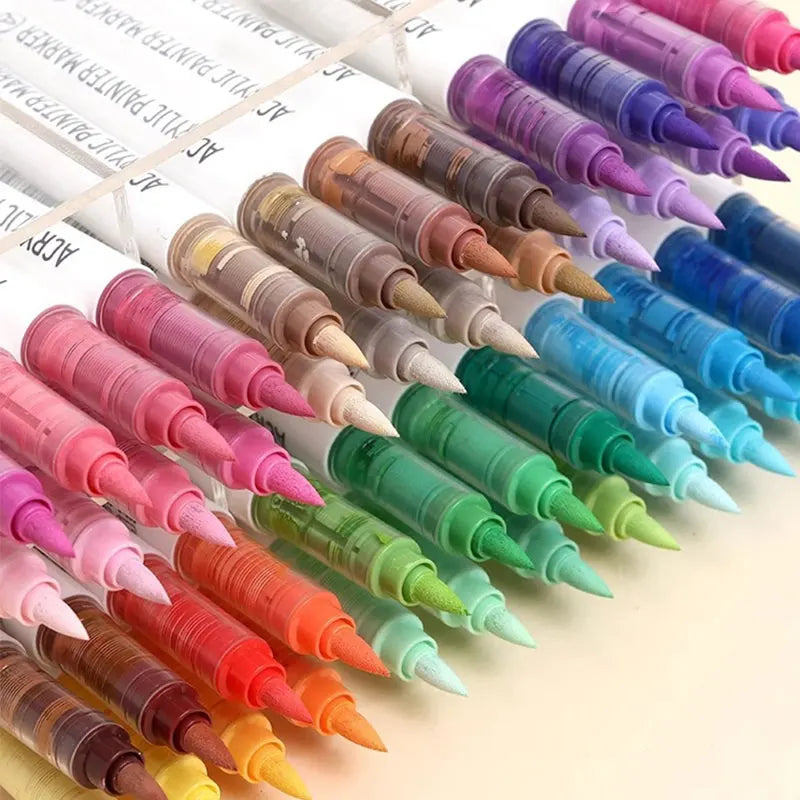 9pc Soft Brush Acrylic Marker Set – Vibrant DIY Paint Pens for Students & Artists