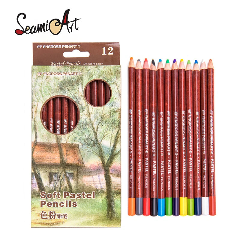 12Pcs Wood Pastel Pencil Set curated for expressive learning