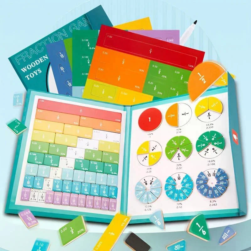 Montessori Magnetic Fraction Book – Wooden Maths Aid for Gentle Learning