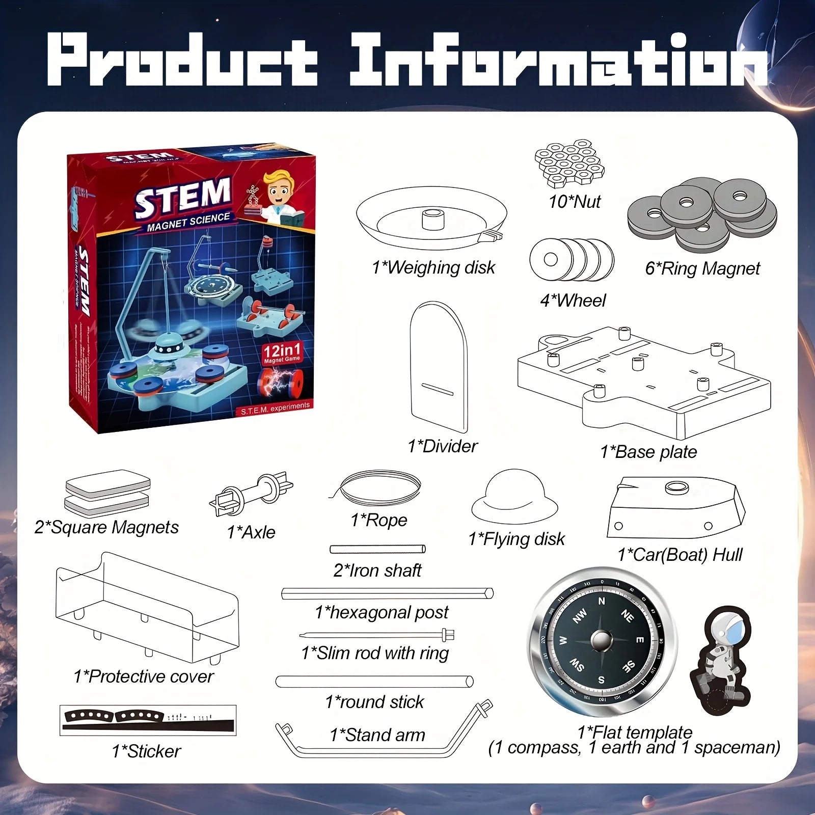 STEM Physics Kit – 12-in-1 Anti-Gravity Magnetic Levitation Set, Science