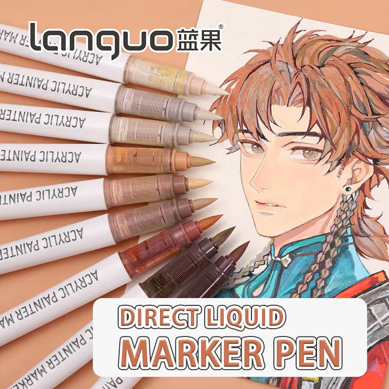 9pc Soft Brush Acrylic Marker Set – Vibrant DIY Paint Pens for Students & Artists