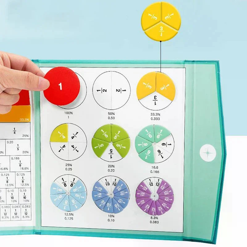 Montessori Magnetic Fraction Book – Wooden Maths Aid for Gentle Learning